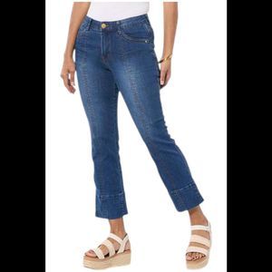 Democracy Women's High-Rise Kick Flare Jean w Slits Dark Blue - Regular